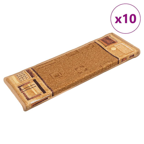 VidaXL maty schodowe samoprzylepne 10 szt. 65x21x4 cm beżowe