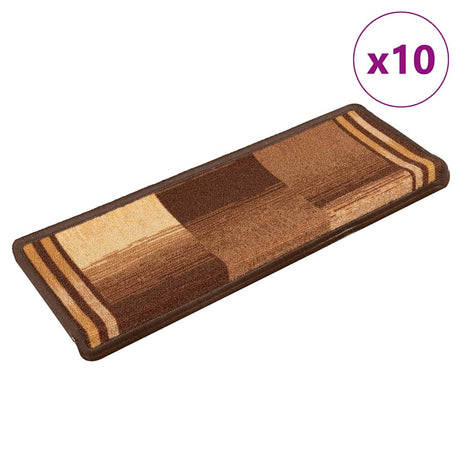 VidaXL maty schodowe samoprzylepne 10 szt. 65x21x4 cm brązowe
