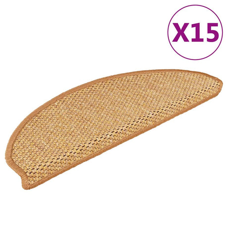 Vidaxl Stair Maty samoprzylepne 15 St Sisal Look 65x21x4 cm Sisal w kolorze