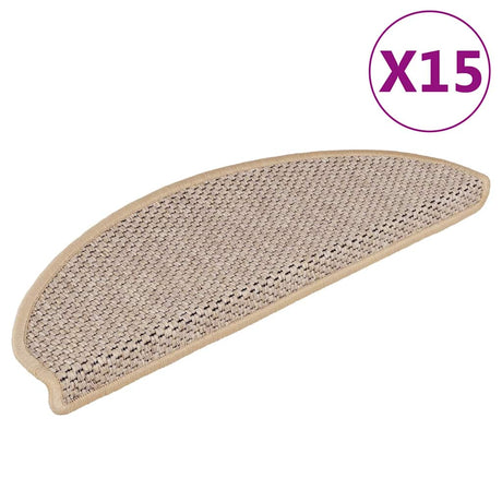 Vidaxl Stair Maty samoprzylepne 15 St Sisal Look 65x21x4 cm lekki beż