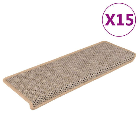 Vidaxl Stair Maty samoprzylepne 15 St Sisal Look 65x21x4 cm lekki beż