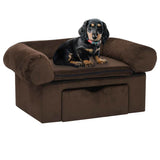 Sofa dla psa Vidaxxl z szufladą 75x50x38 cm pluszowy brąz