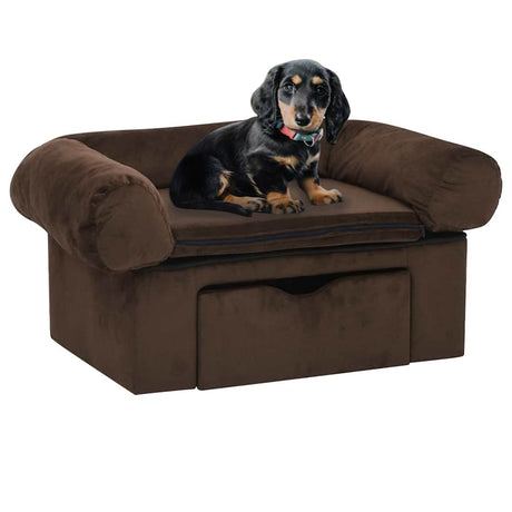 Sofa dla psa Vidaxxl z szufladą 75x50x38 cm pluszowy brąz