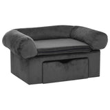 Sofa dla psa Vidaxxl z szufladą 75x50x38 cm pluszowa ciemnoszara