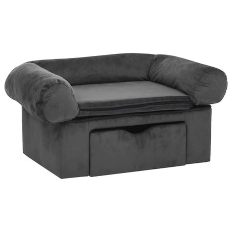 Sofa dla psa Vidaxxl z szufladą 75x50x38 cm pluszowa ciemnoszara