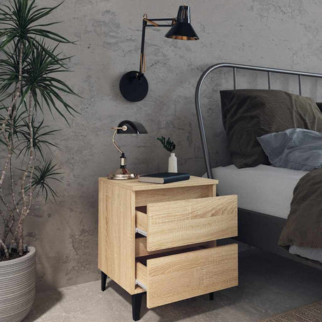 Vidaxl nachtkastje 40x35x50 cm bewerkt hout sonoma eikenkleurig