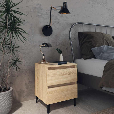 Vidaxl nachtkastje 40x35x50 cm bewerkt hout sonoma eikenkleurig