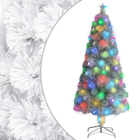 Vidaxl kunstkerstboom z oświetleniem 150 cm światłowodowy biały