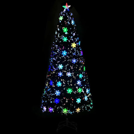 VidaXL Choinka z płatkami śniegu LED, 210 cm, włókno szklane, czarna