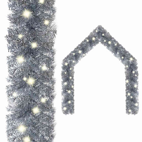 Vidaxl Christmas Garland z światłami LED 20 m srebrnymi