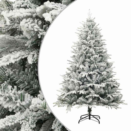 Vidaxl kunstkerstboom met sneeuwvlokken 240 cm pvc en pe groen