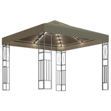 Vidaxl prieel met led-lichtslinger 3x3 m stof taupe
