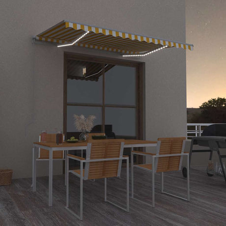 Markiza Vidaxx rozkładana ręcznie z diodami LED 300x250 cm żółto-białymi