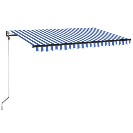 Vidaxl luifel automatyczny z LED i czujnikiem wiatru 300x250 cm niebieski biały biały