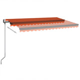 Vidaxl luifel automatyczny z czujnikiem wiatru LED 400x350 cm pomarańczowy brąz