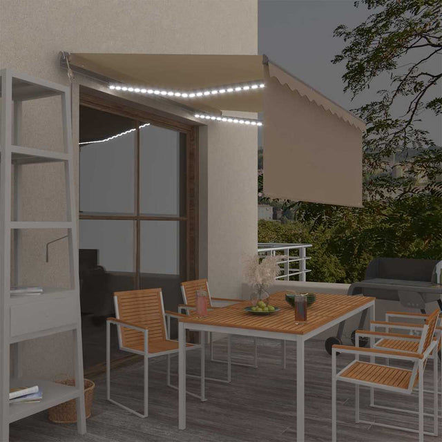 Vidaxl luifel automatisch rolgordijn led windsensor 3,5x2,5 m crème