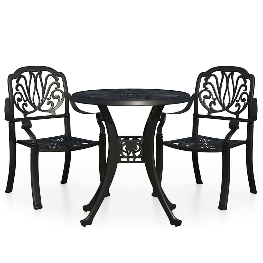 Vidaxl 3-delige bistroset gietaluminium zwart