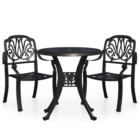 Vidaxl 3-delige bistroset gietaluminium zwart