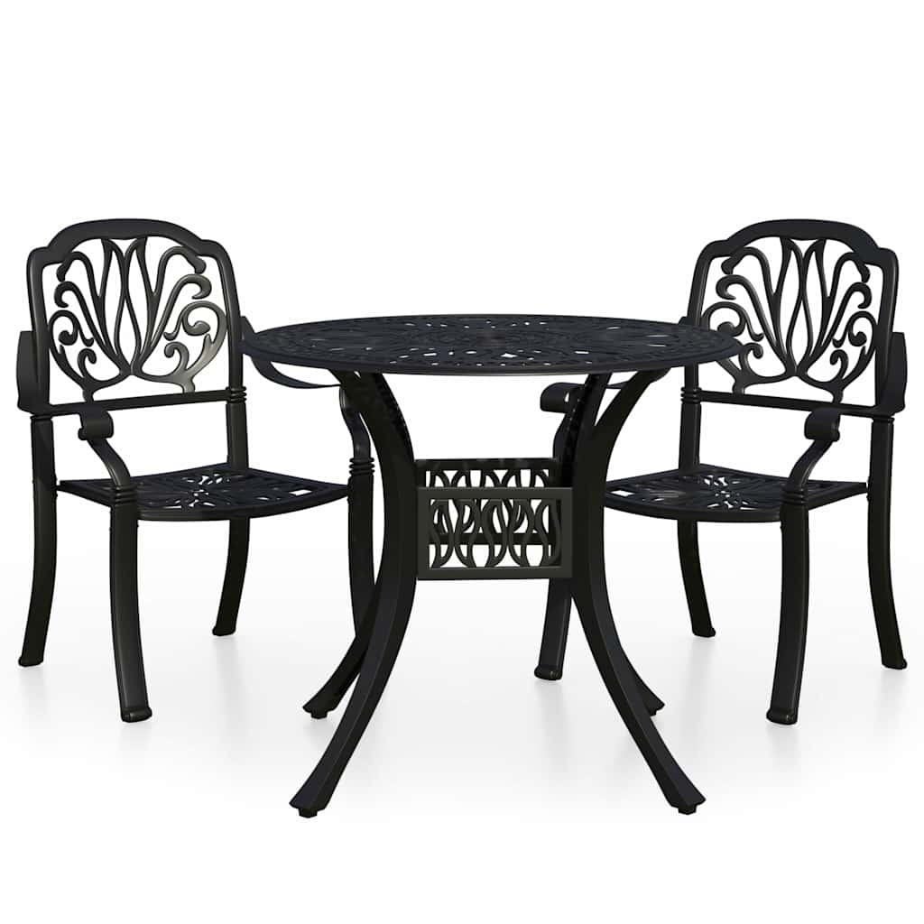 Vidaxl 3-delige bistroset gietaluminium zwart