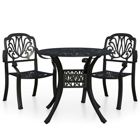 Vidaxl 3-delige bistroset gietaluminium zwart