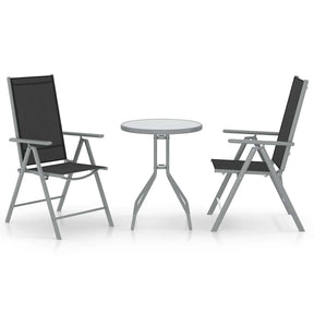 Vidaxl 3-delige bistroset aluminium en textileen zilverkleurig