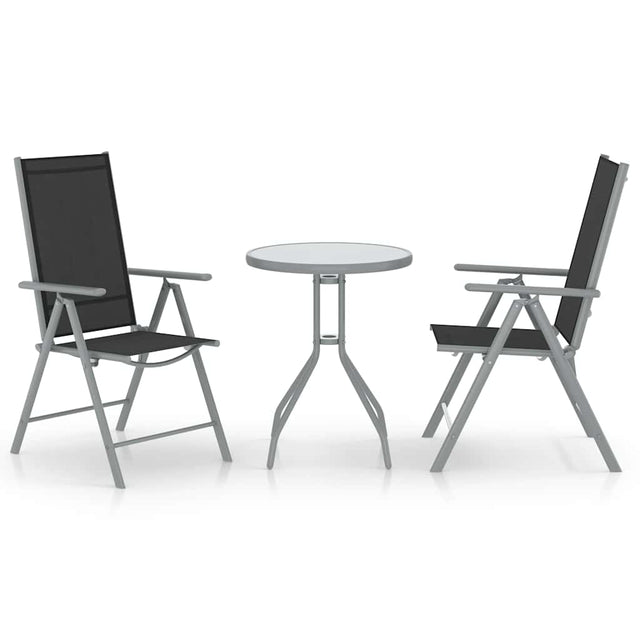 Vidaxl 3-delige bistroset aluminium en textileen zilverkleurig