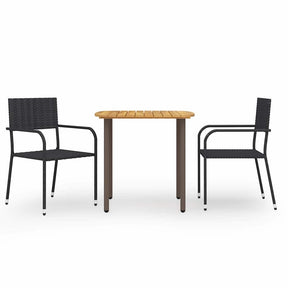 Vidaxl 3-delige tuinset poly rattan zwart