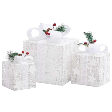 Vidaxl Christmas Decoration Pudełka upominkowe 3 szt. Wewnątrz na zewnątrz biały