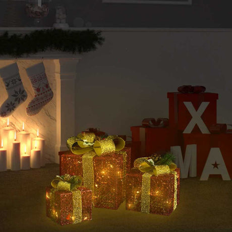 VidaXL Pudełka na prezenty świąteczne, 3 szt. wewnątrz na zewnątrz, czerwone