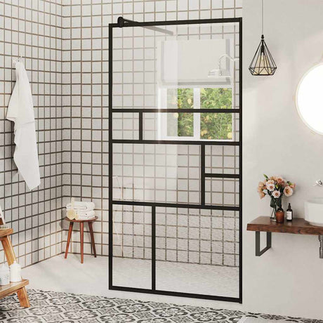Vidaxl Walk-in Shower Wall 80x195 cm ESG-GLA Transparent and Black
