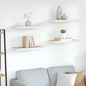 Vidaxl wandschappen zwevend 4 st 60x23,5x3,8 cm mdf eikenkleurig wit