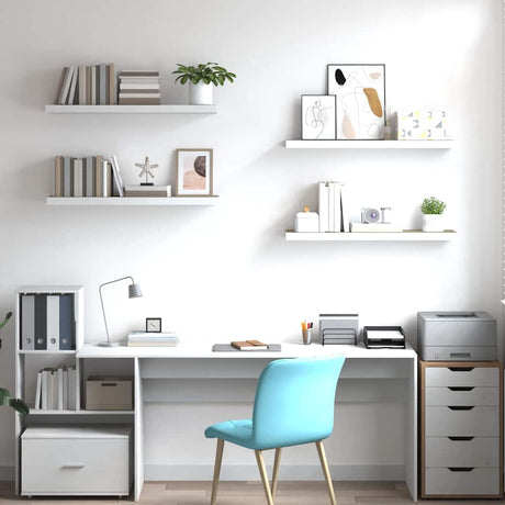 Vidaxl wandschappen zwevend 4 st 90x23,5x3,8 cm mdf eikenkleurig wit