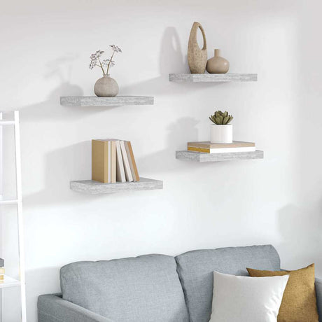 Vidaxl wandschappen 4 st zwevend 40x23,5x3,8 cm mdf betongrijs