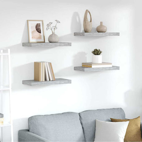 Vidaxl wandschappen zwevend 4 st 50x23,5x3,8 cm mdf betongrijs