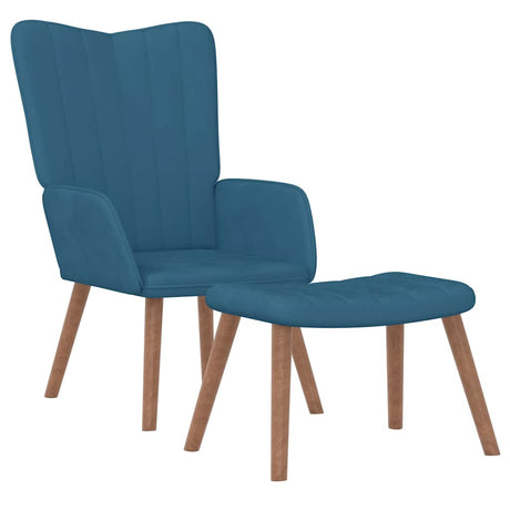 Vidaxl relaxstoel met voetenbank fluweel blauw