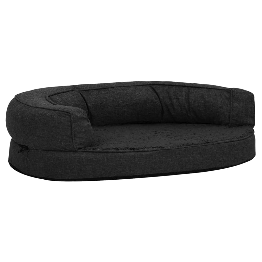 Vidaxl Dog Bed Ergonomic Linen-Look 75x53 CM Runne Black