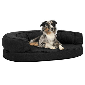 Vidaxl Dog Bed Ergonomic Linen-Look 75x53 CM Runne Black