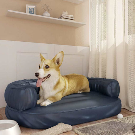 Vidaxl Dog Basket ergonomiczna pianka 88x65 cm sztuczna skórzana ciemnoniebieska