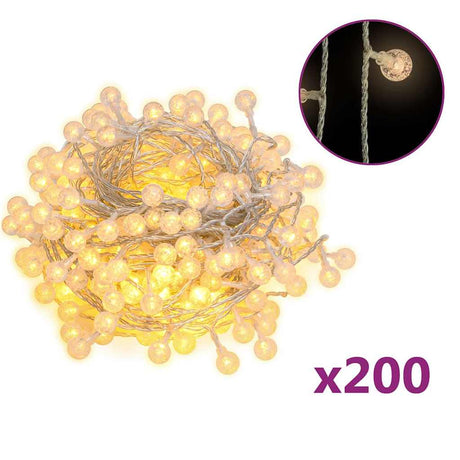 Przewód świetlny VidaXL z 200 diodami LED, 8 funkcjami, ciepła biel, 20 m