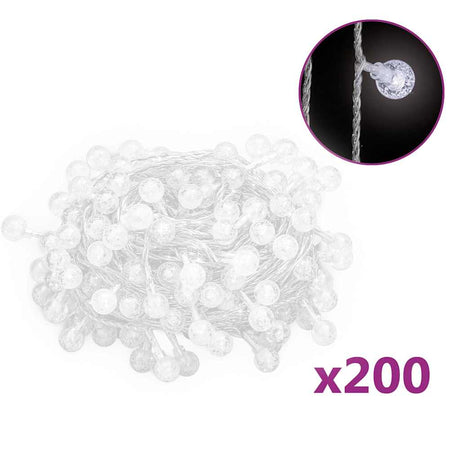 Przewód świetlny VidaXL z 200 diodami LED, 8 funkcjami, zimny biały, 20 m