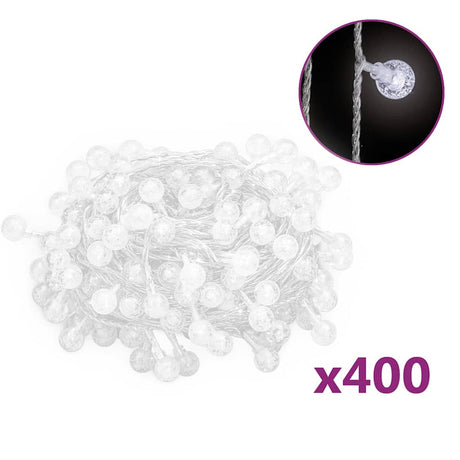 Przewód świetlny Vidaxxl z 400 diodami LED, 8 funkcjami, zimny biały, 40 m