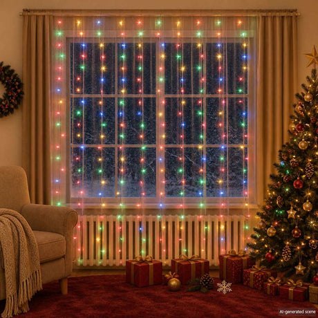 Vidaxl Light Cordin Blind z 300 diodami LED i 8 funkcjami 3x3 m wielokolorowymi