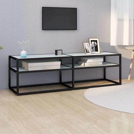 Vidaxl tv-meubel 140x40x40,5 cm gehard glas witmarmerkleurig