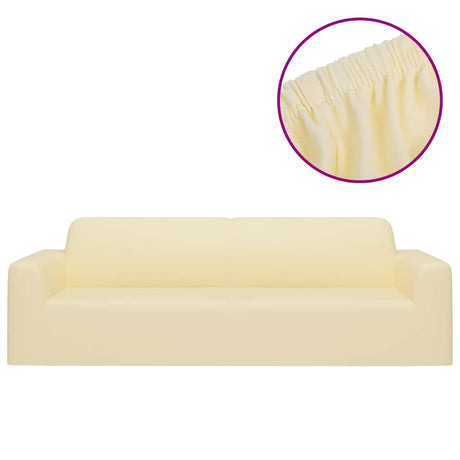 Vidaxl Three Seater Bank Cover Stretch Poliester Jersey Cream -Colored