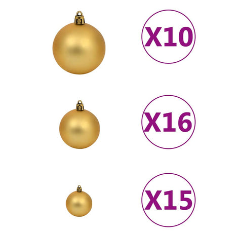 Vidaxl Kunstkerstboom z oświetleniem kulki świąteczne Pine Cones 210 cm