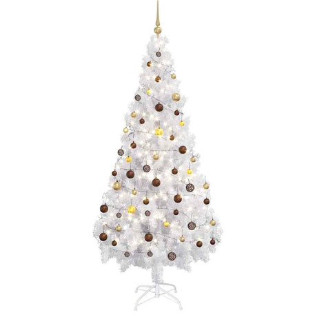 Vidaxl Kunstkerstboom z oświetleniem i kulkami świątecznymi 180 cm PVC White