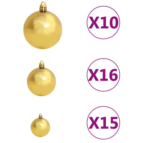 Vidaxl Kunstkerstboom z oświetleniem i kulkami świątecznymi 180 cm PVC White