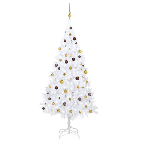 Vidaxl Kunstkerstboom z oświetleniem i kulkami świątecznymi 240 cm biały