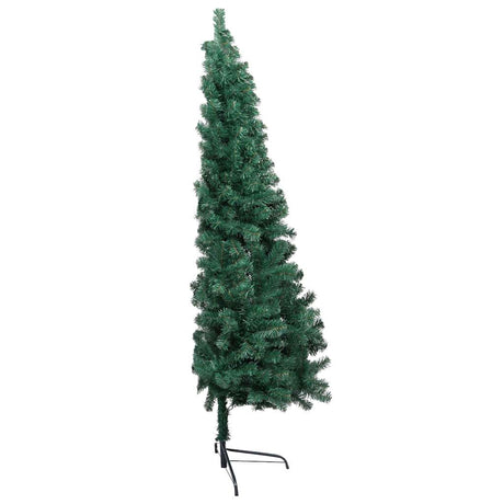 Vidaxl Kunstkerstboom z oświetleniem i kulkami świątecznymi w połowie obok 120 cm zielony