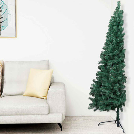 Vidaxl Kunstkerstboom z oświetleniem i kulkami świątecznymi w połowie minę 150 cm zielony